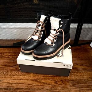 Indigo Black and Cream Women's Combat Boots
